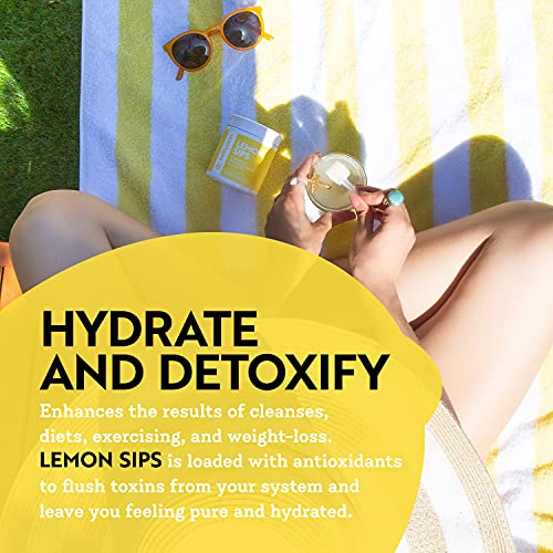 Dr. Kellyann Lemon Sips - Diet Citrus Drink Mix - Rehydrate, Detox, Revitalize - Sugar Free, Fat Free, Non GMO, Reduces Cellulite, Hydrates and Firms Skin, Protects From UV, 3.3 oz (21 servings)