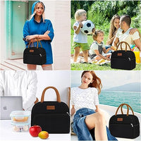 Lunch Bag Women, Lunch Box Lunch Bag for Women Adult Men, Small Leakproof Cute Lunch Tote Bags Large Capacity Reusable Insulated Cooler Lunch Container for Work Office Picnic or Travel (Black)