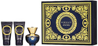 Versace 8011003843770 Dylan Blue By for Women - 3 Pc Gift Set 1.7oz Edp Spray, 1.7oz Shower Gel, 1.7oz Body Lotion, 3 count, Gold