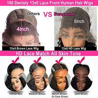 13x6 Deep Wave Lace Front Wigs Human Hair Deep Wave HD Lace Frontal Wigs Human Hair for Black Woman Glueless Curly Lace Front Wig Pre Plucked with Baby Hair 150% Density Natural Color (20 inch)