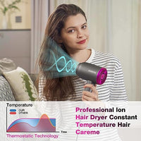 ANIEKIN Hair Dryer with Diffuser, 1875W Ionic Blow Dryer, Professional Portable Hair Dryers & Accessories for Women Curly Hair, Grey