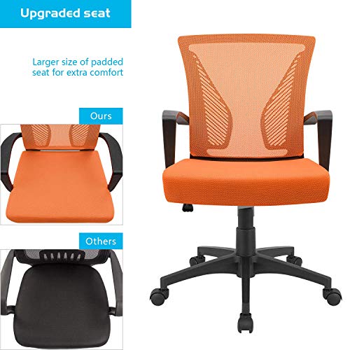 Furmax Office Chair Mid Back Swivel Lumbar Support Desk Chair, Computer Ergonomic Mesh Chair with Armrest (Orange)