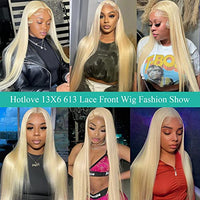 HOTLOVE 613 Lace Front Wig Human Hair, 13x6 Transparent Lace 613 HD Lace Frontal Wig For Women 12A Straight Blonde Lace Front Wigs Human Hair Pre Plucked With Baby Hair 28inch