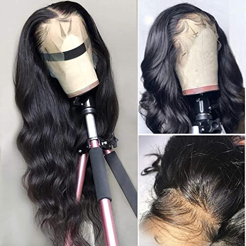 Foreverlove Body Wave Lace Front Wigs Human Hair Pre Plucked with Baby Hair 180% Density 10A Grade Unprocessed Brazilian Virgin Human Hair 13x4 Transparent Lace Wigs for Women (12 Inch)