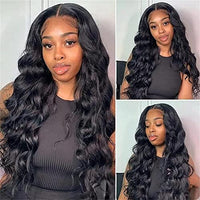 26 Inch Body Wave Lace Front Wigs Human Hair Pre Plucked 180% Density 13x4 HD Lace Front Wigs for Women Glueless Wigs Black Unprocessed Brazilian Virgin Human Hair with Baby Hair Bleached Knots