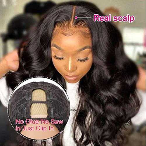 UNICE Hair 12A Body Wave U Part Wig Glueless Human Hair Wigs for Women Brazilian Remy Human Hair Upart Wig Beginner Friendly No Glue No Sew In 180% Density Natural Color (12inch)