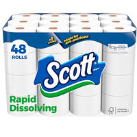 Scott Rapid-Dissolving Toilet Paper, 48 Double Rolls, Sustainable, Septic-Safe, Toilet Paper