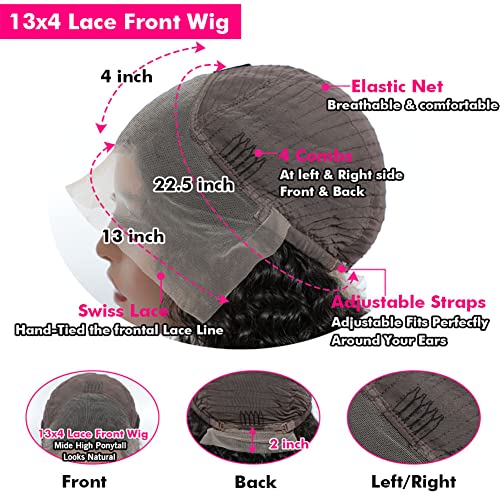 bangjazz 13x4 Deep Wave Lace Front Wigs Human Hair 180% Density Deep Wave Frontal Wigs Human Hair HD Lace 26 Inch Curly Wigs for Black Women Pre Plucked with Baby Hair Curly Lace Front Wig Human Hair