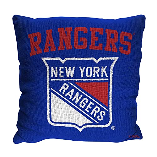 Northwest NHL Decorative Pillows- Enhance Your Space with Woven Throw Pillows - 14" x 14" - Playing Field at Your Home (New York Rangers - Blue)