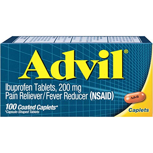 Advil Pain Reliever and Fever Reducer, Pain Relief Medicine with Ibuprofen 200mg for Headache, Backache, Menstrual Pain and Joint Pain Relief - 100 Coated Caplets