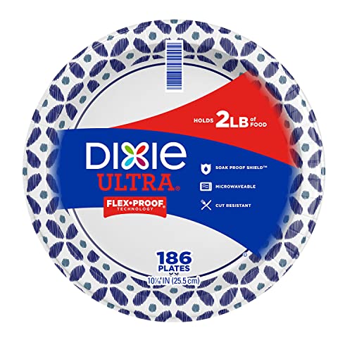 Dixie Ultra Heavyweight Dinner Paper Plates (10", 186 ct.), Large, White