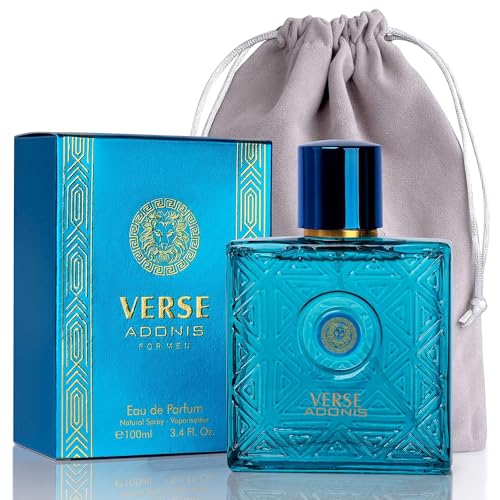 NovoGlow Verse Adonis for Men 3.4 Fl. Oz. 100ml Men's Perfume Carrying Pouch Refreshing Combination of Woody Floral & Fruity Scents - Masculine Scent Lasts All Day A Gift for Any Occasion