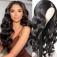 Beauty Forever Body Wave U Part Human Hair Wig 150% Density 10A Grade,Brazilian Human Hair Glueless Full Head Clip in Half Wig Free Part Natural Color 14 Inch