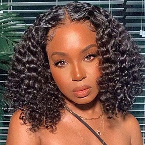 Beauty Forever Water Wave V Part Wig Human Hair Bob With Clips No Leave out Lace Front Wigs For Women, 10A Grade Bob V Part Wig Upgraded U Part Wig No Glue No Gel Beginner Friendly 150% Density Natural Color 10 Inch