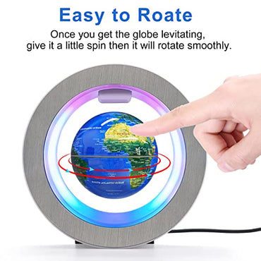 Flagest Magnetic Levitation Floating Globe - Levitating O Shape Globe with LED Lights for Educational Home Office Desk Decor - Birthday Holiday Party Christmas Gift (4Inches Globe