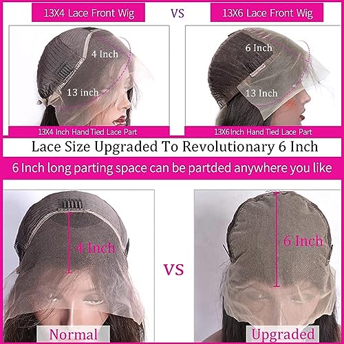 Hswpawk 13x6 Deep Wave Lace Front Wigs Human Hair HD Transparent Lace Front Wigs Human Hair Pre Plucked 180% Density Glueless Wigs Human Hair with Baby Hair Deep Curly Wigs for Women Natural Color 24