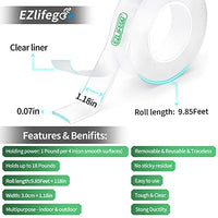 EZlifego Double Sided Tape Heavy Duty, Extra Large Nano Adhesive Tape, Clear Mounting Picture Hanging Adhesive Strips,Removable Wall Tape Sticky Poster Tape Decor Carpet Tape(9.85FT)