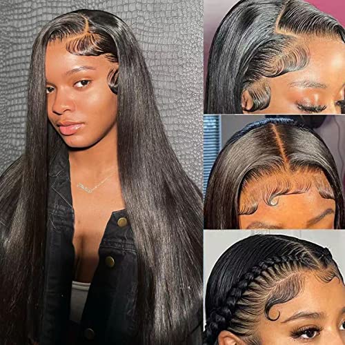 20 Inch Lace Front Wigs Human Hair 13x6 HD Transparent Lace Frontal Straight Human Hair Wigs Pre Plucked with Baby Hair Bleached Knots 180% Density Glueless Frontal Wigs Human Hair for Black Women
