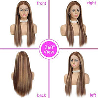 Highlight Ombre Lace Front Wig Human Hair 13x4 HD Transparent 4/27 Honey Blonde Lace Frontal Wigs Pre Plucked with Baby Hair 180% Density Straight Lace Front wigs Human Hair Colored 22 Inch