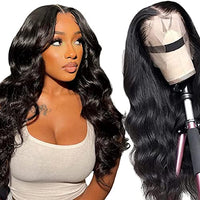 13x6 Lace Front Wigs Human Hair Pre Plucked 180 Density 26 Inch HD Body Wave Lace Front Wigs, 10A Frontal Wigs for Women Glueless Wigs Human Hair Pre Plucked Black wig