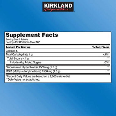 Kirkland Signature Glucosamine with MSM, 375 Tablets (4 Pack)