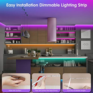 Tenmiro Led Lights for Bedroom 100ft (2 Rolls of 50ft) Music Sync Color Changing Strip Lights with Remote and App Control RGB Strip, for Room Home Party Decoration