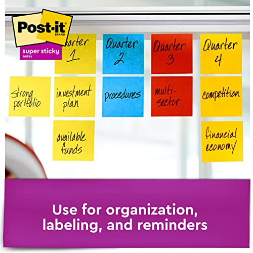 Post-it Super Sticky Notes, Limited Edition Color Collection, 3x3 in, 15 Pads/Pack, 45 Sheets/Pad