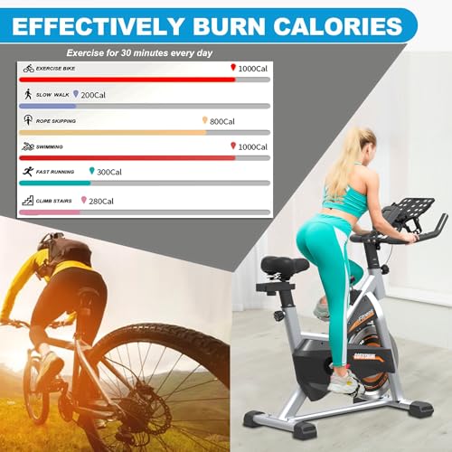 GOFLYSHINE Exercise Bikes Stationary,Exercise Bike for Home Indoor Cycling Bike for Home Cardio Gym,Workout Bike with Ipad Mount & LCD Monitor,Silent Belt Drive