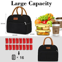 Lunch Bag Women, Lunch Box Lunch Bag for Women Adult Men, Small Leakproof Cute Lunch Tote Bags Large Capacity Reusable Insulated Cooler Lunch Container for Work Office Picnic or Travel (Black)