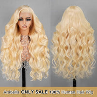 Arabella 613 Lace Front Wig Human Hair 13x4 Blonde Lace Front Wigs Human Hair 210% Density Body Wave 613 Frontal Wig Pre Plucked With Baby Hair (20inch, 613 13X4 body wave wig)