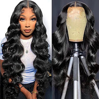 Lace Front Wigs Human Hair 22 Inch 13x4 Transparent Lace Frontal Wigs Human Hair 180% Density Body Wave Human Hair Wigs for Women Pre Plucked with Baby Hair Lace Frontal Wig Natural Black Human Hair