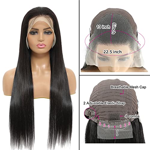 20 Inch Lace Front Wigs Human Hair 13x6 HD Transparent Lace Frontal Straight Human Hair Wigs Pre Plucked with Baby Hair Bleached Knots 180% Density Glueless Frontal Wigs Human Hair for Black Women