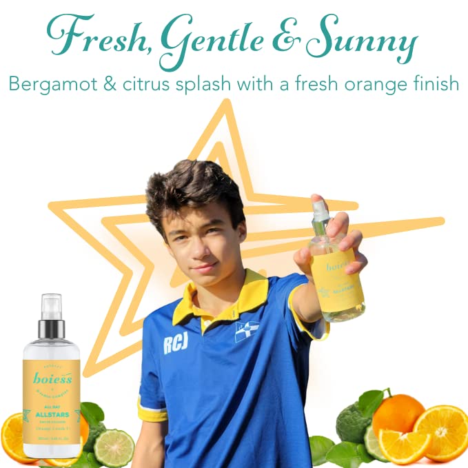 Boiess All day Allstars Vegan Eau de Cologne Orange Crush | Fresh Citrus Orange Scent | Made With Natural & Essential Oils For Kids & Adults | Children Fragrance For Sensitive Skin | Size: 8.45 Fl Oz