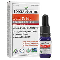 Forces of Nature Natural and Organic Cold Maximum Strength 10ml Non Drowsy Non Addictive Non GMO Relief Chills Body Aches Congestion, White, 0.34 Fl Oz