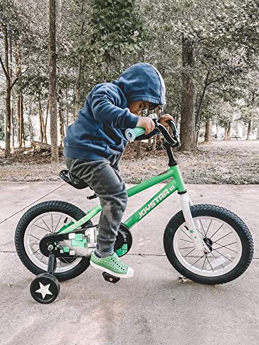 JOYSTAR 14 Inch Pluto Kids Bike with Training Wheels for Ages 3 4 5 Year Old Boys Girls Toddler Children BMX Bicycle Green