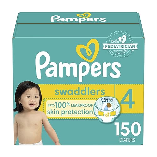 Pampers Swaddlers Diapers - Size 4, 150 Count, Ultra Soft Disposable Baby Diapers