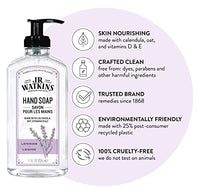 J.R. Watkins Liquid Hand Soap With Dispenser, Moisturizing Hand Soap, Alcohol-Free Hand Wash, Cruelty-Free, USA Made Liquid Soap For Bathroom and Kitchen, Lavender, 11 Fl Oz, 3 Pack