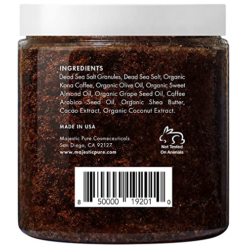 MAJESTIC PURE Arabica Coffee Scrub - All Natural Exfoliating Body Scrub for Skin Care, Stretch Marks, Acne & Cellulite, Reduce the Look of Spider Veins, Eczema, Age Spots & Varicose Veins - 10 Ounces