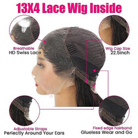 Hairitory Body Wave Lace Front Wigs Human Hair for Black Women 13x4 HD Transparent Wavy Lace Front Human Hair Glueless Wigs Pre Plucked 180% Density Body Wave Lace Frontal Wig Natural Black(22inch)