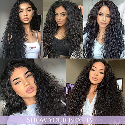 Halcyon Long Curly Wig for Black Women 26inch Synthetic Curly Wig Middle Part Wigs Hair Replacement Wigs (26inch, 1/Black)