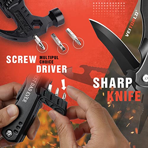 VEITORLD Dad Gifts for Christmas, Gifts for Dad Who Wants Nothing, Stocking Stuffers for Dad Men, Best Dad Ever Gifts from Daughter Son Kids, All in One Survival Tools Hammer Multitool, Cool Gadgets