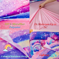 ANGIYUIN 6 Pcs Tie Dye Pink Twin Comforter Set for Girls, 3D Rainbow Galaxy Gradient Themed Bed in A Bag, Pastle Nebula Kids Bedding Set with Sheets, Comforter and Pillowcases for All Season