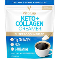 Vitacup Slim Instant Coffee Packets & Keto + Collagen Vanilla Coffee Creamer Bundle for Diet Support, 24 Instant Coffee Sticks & 10 oz Creamer Powder Bag