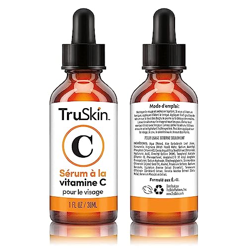 TruSkin Vitamin C Face Serum – Anti Aging Face & Eye Serum with Vitamin C, Hyaluronic Acid, Vitamin E – Brightening Serum, Dark Spot Remover, Even Skin Tone, Eye Area, Fine Lines & Wrinkles, 1 Fl Oz