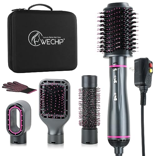 Hair Dryer Brush, 4 in 1 One Step Professional Hot Air Brush for Curling Drying Straightening Combing, [Ceramic Coating][Negative Ion] Volumizer Blow Dryer Brush Gray