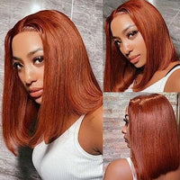 Beauty Forever Pre Cut Put on and Go Auburn Reddish Brown Bob Wigs 6x4.75 Lace Closure Wigs, 10A Grade Air Wig With Breathable Cap Upgrade Reddish Brown Color Wigs 10 Inch 33B#