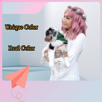 VCKOVCKO Pastel Wavy Wig With Air Bangs Women's Short Bob Purple Pink Curly Shoulder Length Bob Synthetic Daily Use Colorful Cosplay Wig for Girls (12", Purple Pink)