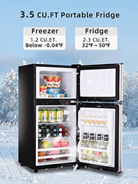 KRIB BLING 3.5 Cu.ft Retro Mini Fridge with Freezer - Compact Refrigerator for Home, Office, Dorm, or RV with Adjustable Mechanical Thermostat and 2-Door Design, Silver