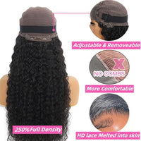 250% Density Wear and Go Glueless Wigs Human Hair Pre Plucked Pre Cut Lace 20inch Deep Wave 6x4.75 HD Lace Front Wigs Human Hair Bleached Knots Wet and Wavy Closure Wigs for Black Women