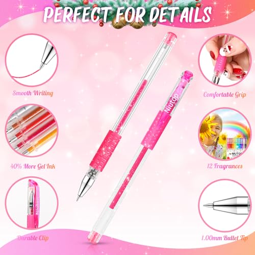 HUJUGAKO 48 Pack Blue Gel Pens, 24 Colored Gel Pen with 24 HUJUGAKO 48 Pack Blue Gel Pens, 24 Colored Gel Pen with 24